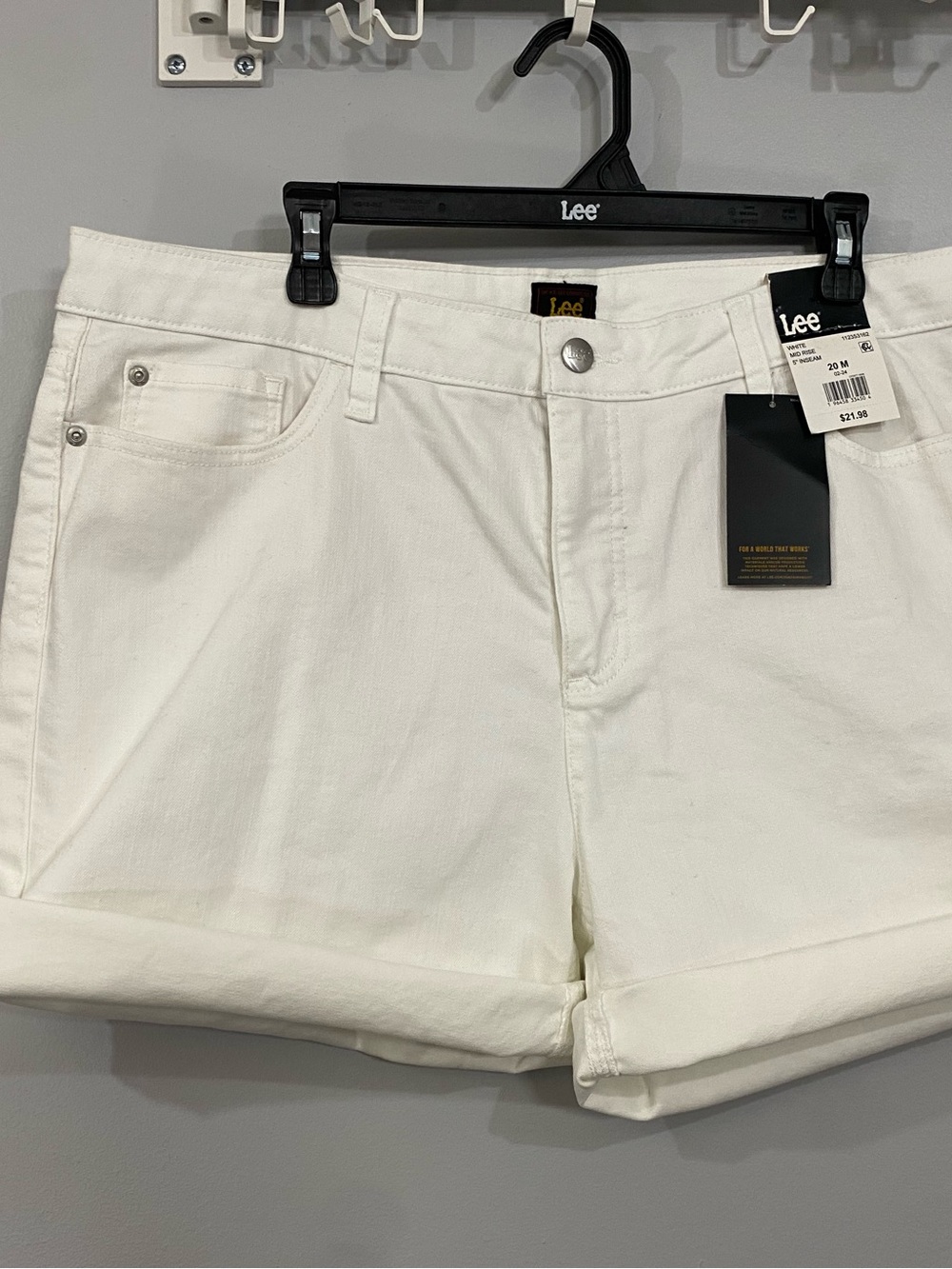 Lee White Rolled Hem Denim Shorts